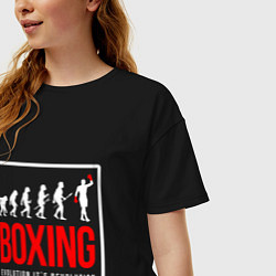 Футболка оверсайз женская Boxing evolution its revolution, цвет: черный — фото 2