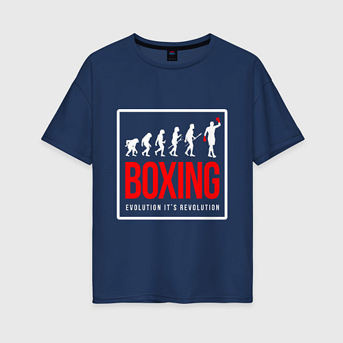 Женская футболка оверсайз Boxing evolution its revolution / Тёмно-синий – фото 1