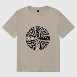 Футболка оверсайз женская Лабиринт - найди выход, цвет: миндальный