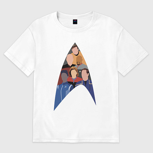 Женская футболка оверсайз Звездный путь - все капитаны / Белый – фото 1