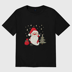 Женская футболка оверсайз Дед Мороз с подарками Новый год