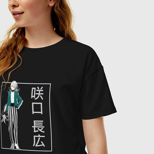 Женская футболка оверсайз Нагахиро Сакигути - Красавчики детективы / Черный – фото 3