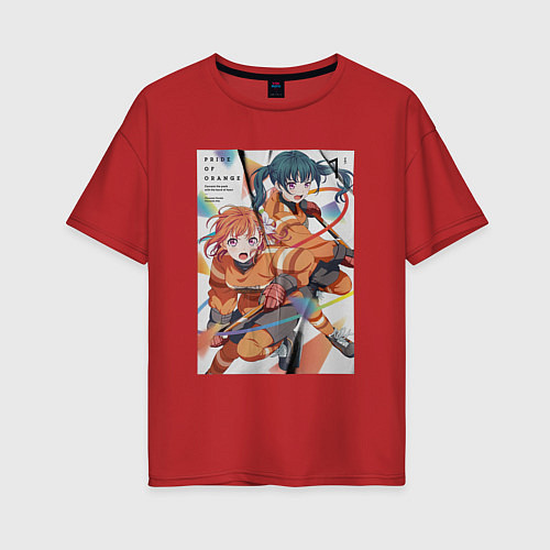 Женская футболка оверсайз Аяка и Манака -Пураоре гордость оранжевых / Красный – фото 1