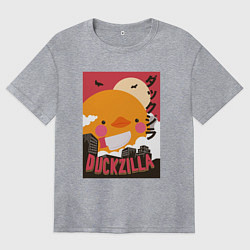 Футболка оверсайз женская Утка Годзилла, цвет: меланж