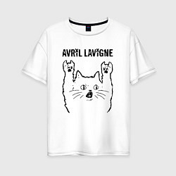 Футболка оверсайз женская Avril Lavigne - rock cat, цвет: белый