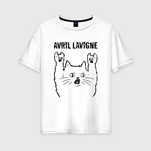 Женская футболка оверсайз Avril Lavigne - rock cat / Белый – фото 1