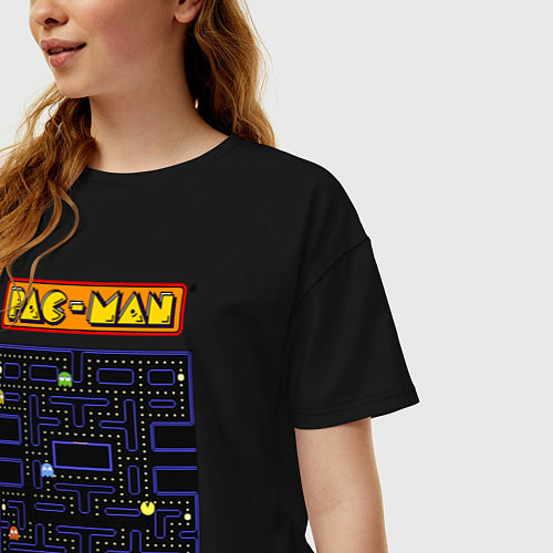 Женская футболка оверсайз Pac-Man на ZX-Spectrum / Черный – фото 3
