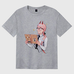 Футболка оверсайз женская Пауэр читает книгу, цвет: меланж