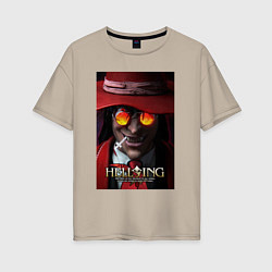 Футболка оверсайз женская Hellsing - Alucard face, цвет: миндальный