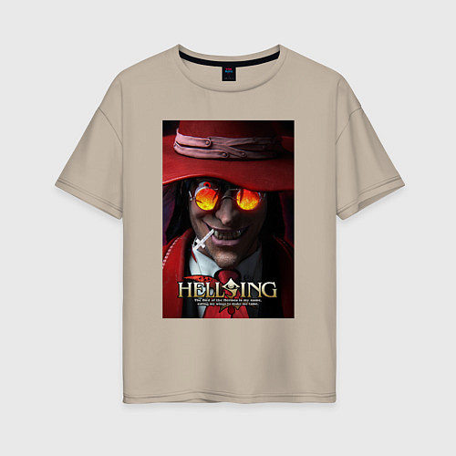 Женская футболка оверсайз Hellsing - Alucard face / Миндальный – фото 1