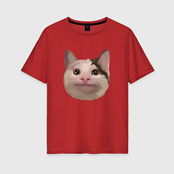 Женская футболка оверсайз Polite cat meme