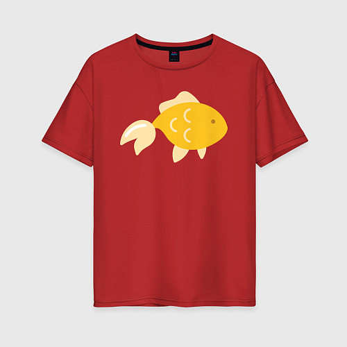 Женская футболка оверсайз Золотая рыбкa / Красный – фото 1