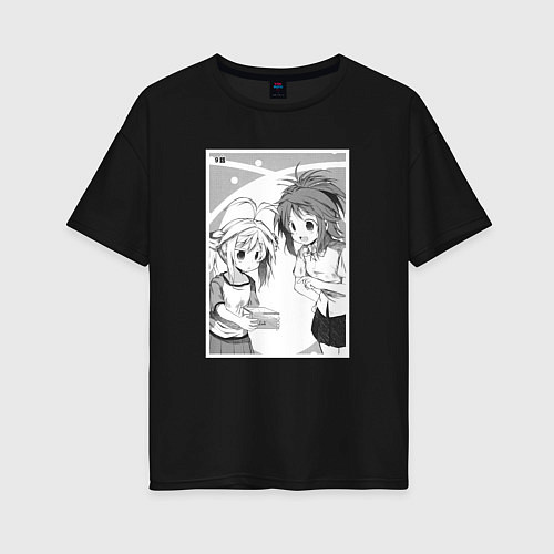 Женская футболка оверсайз Нацуми и Рэнгэ - Деревенская глубинка / Черный – фото 1