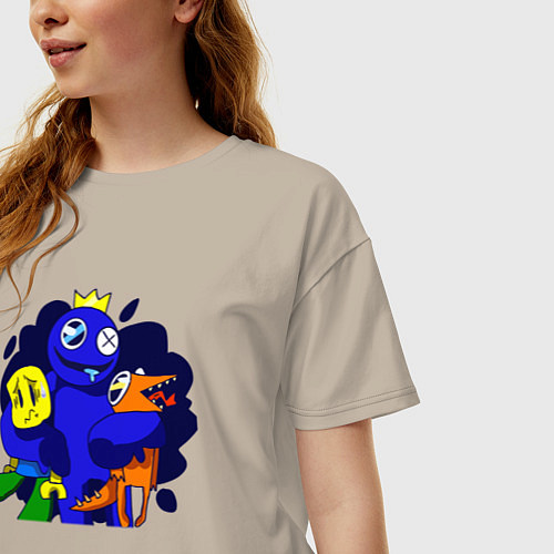 Женская футболка оверсайз Радужные друзья: все персонажи / Миндальный – фото 3