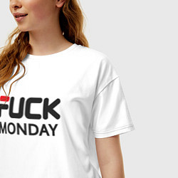 Футболка оверсайз женская Fuck monday, anti-brand, fila, цвет: белый — фото 2