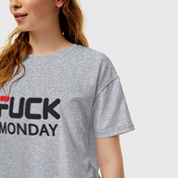 Футболка оверсайз женская Fuck monday, anti-brand, fila, цвет: меланж — фото 2