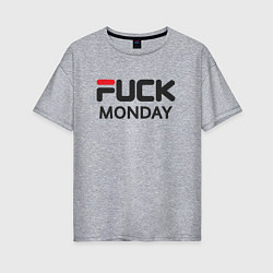 Футболка оверсайз женская Fuck monday, anti-brand, fila, цвет: меланж