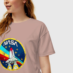 Футболка оверсайз женская NASA - emblem - USA, цвет: пыльно-розовый — фото 2
