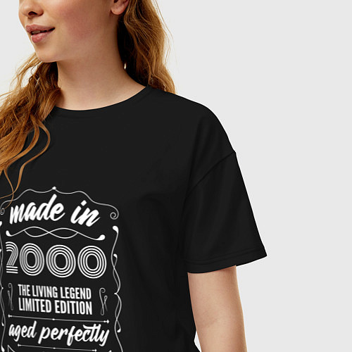 Женская футболка оверсайз Made in 2000 retro old school / Черный – фото 3