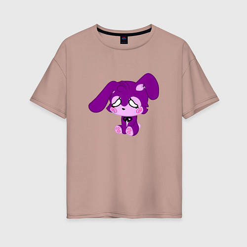 Женская футболка оверсайз Фиолетовый зайка / Пыльно-розовый – фото 1