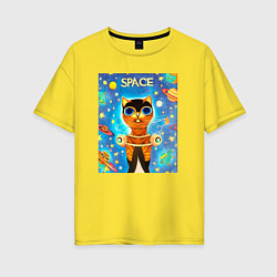 Женская футболка оверсайз Кот - Повелитель Вселенной