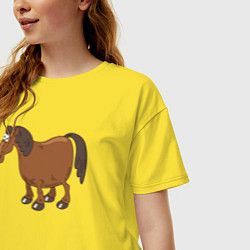 Футболка оверсайз женская Забавный конь, цвет: желтый — фото 2