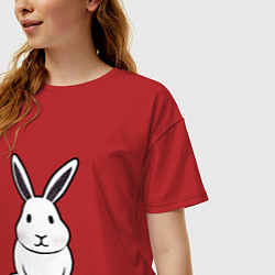 Футболка оверсайз женская Снежный кролик, цвет: красный — фото 2