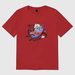 Футболка оверсайз женская 2023 Happy new beer, цвет: красный