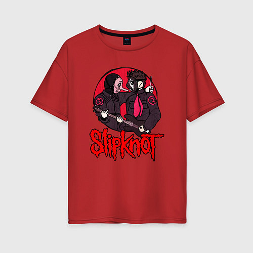 Женская футболка оверсайз Slipknot rock / Красный – фото 1