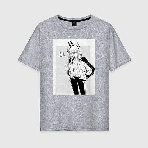Женская футболка оверсайз Человек-бензопила Пауэр / Меланж – фото 1