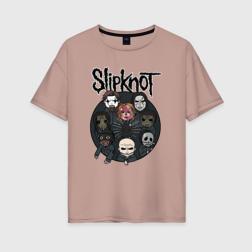 Женская футболка оверсайз Slipknot art fan / Пыльно-розовый – фото 1