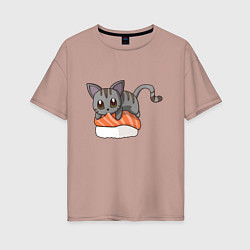 Женская футболка оверсайз Sushi cat