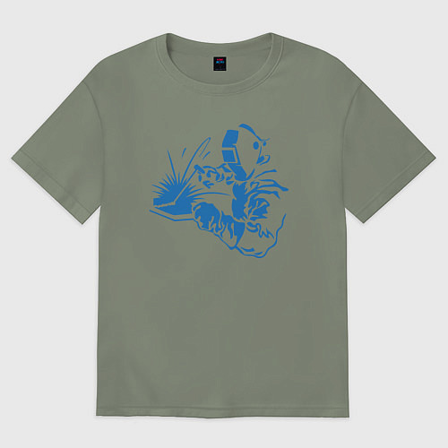 Женская футболка оверсайз Силуэт сварщика / Авокадо – фото 1