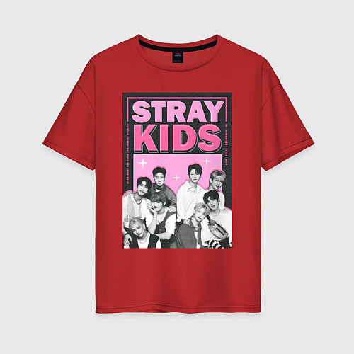 Женская футболка оверсайз Stray Kids boy band / Красный – фото 1