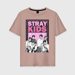 Футболка оверсайз женская Stray Kids boy band, цвет: пыльно-розовый