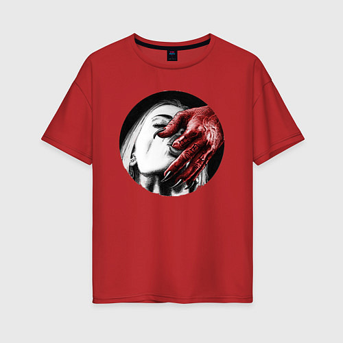 Женская футболка оверсайз Девушка и ад / Красный – фото 1