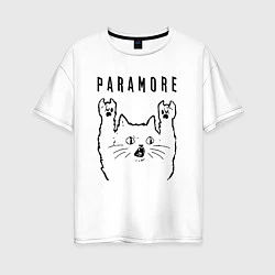 Женская футболка оверсайз Paramore - rock cat