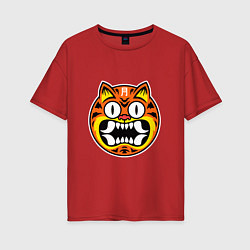 Футболка оверсайз женская Маска тигра, цвет: красный