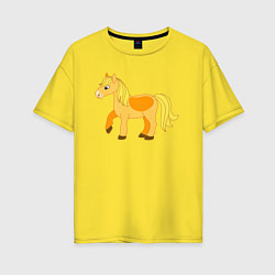 Футболка оверсайз женская Золотая лошадка, цвет: желтый