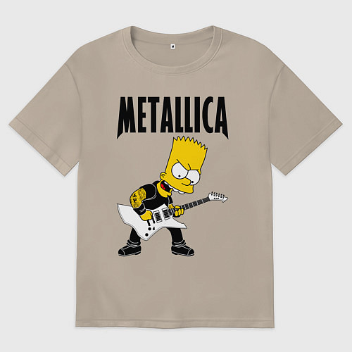 Женская футболка оверсайз Металлика Барт Симпсон / Миндальный – фото 1