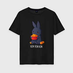 Женская футболка оверсайз Кролик и мандарины - Nom nom nom