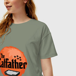 Футболка оверсайз женская Cat father, цвет: авокадо — фото 2