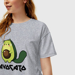 Футболка оверсайз женская Avocado - AvoCATo - Joke, цвет: меланж — фото 2