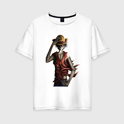 Женская футболка оверсайз One piece d luffy / Белый – фото 1