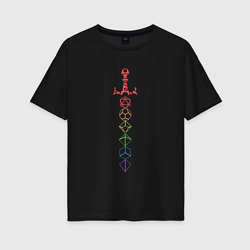 Женская футболка оверсайз Rainbow Dice Sword / Черный – фото 1