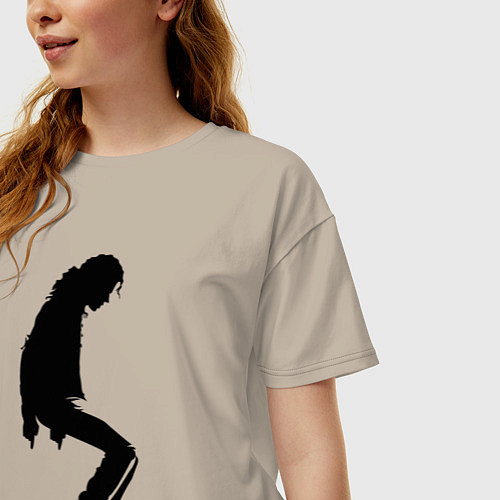 Женская футболка оверсайз Силуэт Майкла Джексона - Minimalism / Миндальный – фото 3