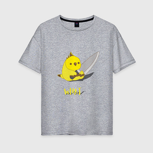Женская футболка оверсайз Chicken with a knife / Меланж – фото 1