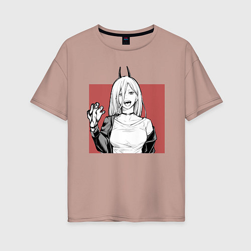 Женская футболка оверсайз Пауэр Chainsaw Man / Пыльно-розовый – фото 1