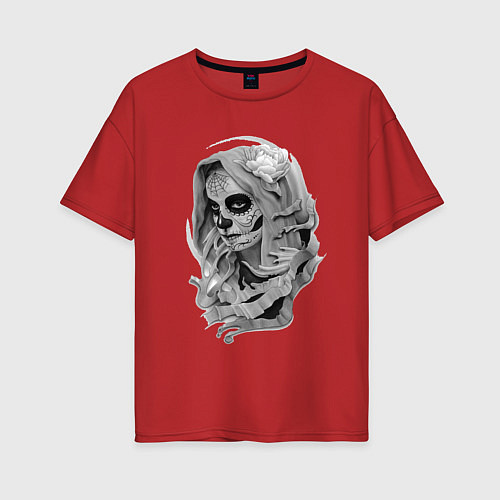 Женская футболка оверсайз Призрачная женщина / Красный – фото 1