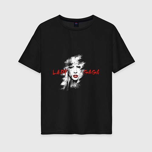Женская футболка оверсайз Lady gaga singer / Черный – фото 1